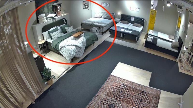 Butikskamera – Showcase 1, den inringade ytan visar displayen